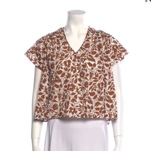 The GREAT - Floral Print V-Neck Crop Top